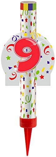 Amakando Tortenfontäne mit Zahl 9 / Länge ca. 12 cm & Brenndauer ca. 45 Sek. / Zimmerfontäne als Geburtstagsdeko/Geeignet zu Geburtstage & Jubiläumsfeier