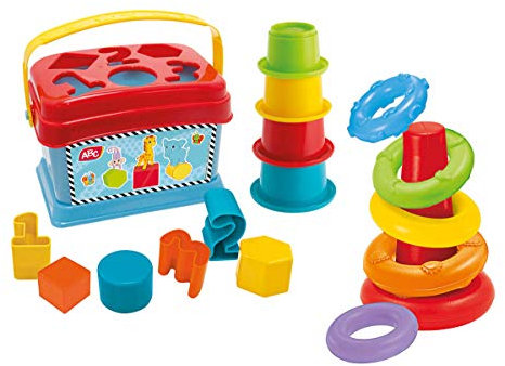 Simba 104010191 - ABC Baby Spielset, Ringpyramide, bunter Sortiereimer und Stapelpyramide, 18 Teile, ab 12 Monaten
