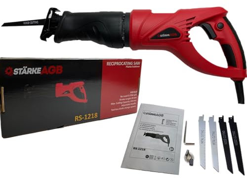 StarkeAGB Sierra de sable sierra alternativa profesional Recipro sierra universal interruptor de velocidad variable 2700Spm 800W 4 hojas de sierra para madera metal