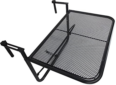 Outsunny Tavolino da Balcone Pieghevole in Metallo con 3 Altezze Regolabili, Tavolo da Appendere alla Ringhiera, 60x56.5x45cm, Nero
