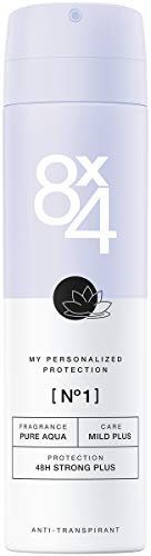 8X4 Deo Spray N°1 Pure Aqua (150 ml), Damen Deodorant mit frisch-floralem Duft, 48h zuverlässiger Anti-Transpirant-Schutz für sensible Haut