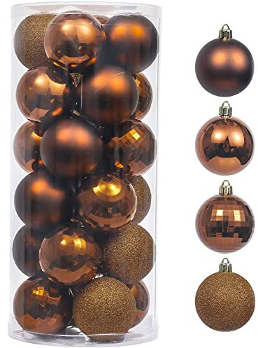 Valery Madelyn Weihnachtsbaumschmuck-Set, 24 Karat Bronze, Kupfer, bruchsicher, Weihnachtskugel, Ornamente, 6,9 cm, luxuriöse, braune hängende Ornamente für Weihnachtsbäume, Weihnachten, 4. Juli