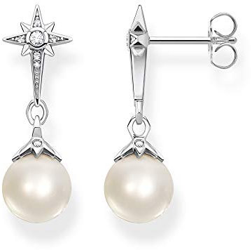 Thomas Sabo Damen Ohrringe Ohrstecker Perle mit Stern 925 Sterling Silber H2118-167-14