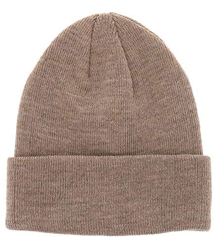 SHIPITNOW Beige Taupe Herren oder Damen Wintermütze Einfarbig - Basic Strickmütze ohne Bommel - 100% Acryl Beanie- Einfaches und klassisches Mützen ohne Marke - Einheitsgröße