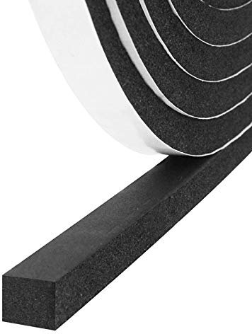 Cinta adhesiva de espuma autoadhesiva 12 mm (ancho) x 10 mm (profundidad), cinta aislante para puertas y ventanas, anticolisión, insonorización, resistente a la intemperie, ongitud total 5 m