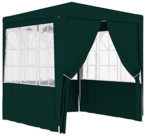 vidaXL Profi Partyzelt mit Seitenwänden UV-beständig Wasserbeständig Pavillon Festzelt Gartenpavillon Gartenzelt Garten Bierzelt 2,5x2,5m Grün 90g/m²