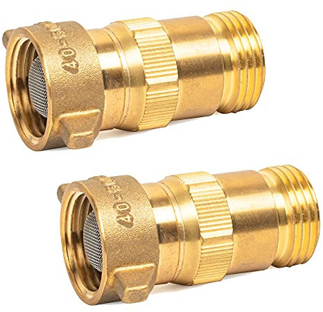 Hourleey Lot de 2 régulateurs d'eau en laiton à haut débit, sans plomb, régulateur d'eau de pression de véhicule récréatif avec écran filtrant, pour camping-cars, remorques de voyage, système de