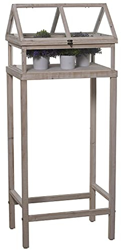 Invernadero de Madera Abeto y Cristal en Blanco Decape 50x35x122cm