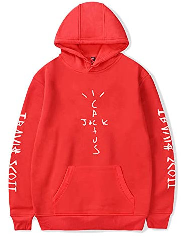 HUANHE Felpa con Cappuccio Unisex Rapper Travis Scott Astroworld Cactus Jack Felpa Nera Hip-Hop da Uomo per Donna