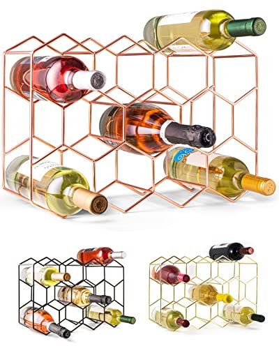 Gusto Nostro Weinregal für den Tisch - Modernes Schwarzes Weinregal Metall für 14 Flaschen - 3-Stufiges Weinregal Klein - Flaschenregal für Tisch, Schrank & Speisekammer - Keine Montage Erforderlich