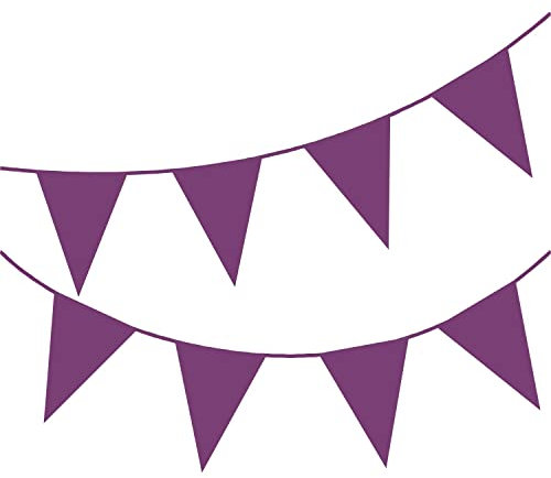 Happium Guirnalda de banderines de colores sólidos de 10 m (morado)