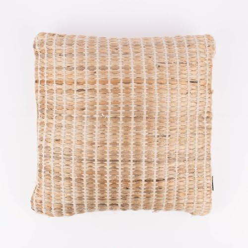 SCHÖNER LEBEN. Deko Kissen gewebt Linien Jute Natur Creme 45x45cm