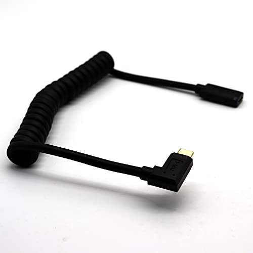Disscool - Cavo USB C a spirale, con angolo di 90 gradi, da USB 3.1 femmina a USB 3.1 maschio a USB 3.1, cavo di prolunga tipo C, compatibile con video/notebook/dock 4K (1,2 m)