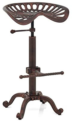 Industrielle Barhocker, Drehsitz -Einstellbar 50-68cm/19,7-26,8 Zoll -Gusseisen-Design -Traktor-Design -Küchen-ESS-Thekenstuhl -Schwarz (Farbe : Weiß)
