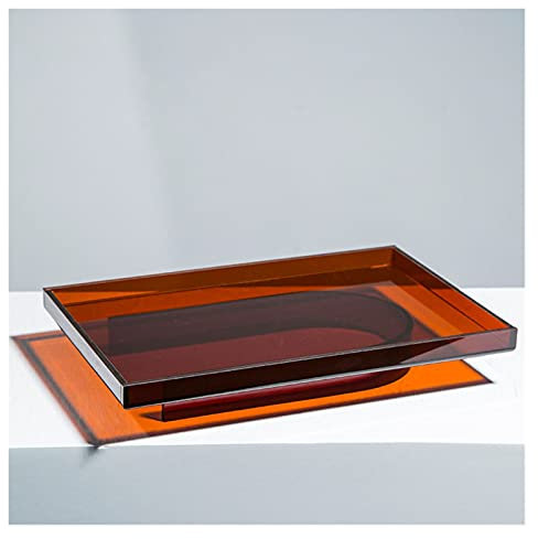 WKXCTS Tablett Einfache Acrylbahnen Dekorative braune Couchtisch-Teetasse Kaffeetasse Organizer Badezimmer Dekoration Wash Set Lager-Tablett Platte (Color : Rectangle-30x20cm)