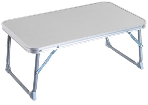 LOLAhome Mesa Plegable de Camping y Playa - Acero y MDF, Color Gris, Pequeña, Ligera, Antivuelco y Ocupa Poco Espacio