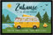 SpecialMe® Fußmatte Familie personalisierbar mit Namen und Figuren Zuhause ist da wo wir parken Geschenke Camping-Bus schwarz 60x40cm