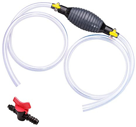 PAISEN 2M Manual Fuel Transfer Pump, Hand Siphon Pump for Gasoline Diesel Oil, 2 Meter Long Hose, Easy to Use, Durable Car Oil Extractor for Automotive, Motorcycle, Boat, and Lawn Mower