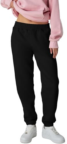 Smith & Solo Jogginghose Damen – Baumwolle Frauen Winter Sporthose, Laufhosen Fitness High Waist, Sweatpants Freizeithose Lang, Jogging Hose Trainingshose Warme Modern Schwarz/XL