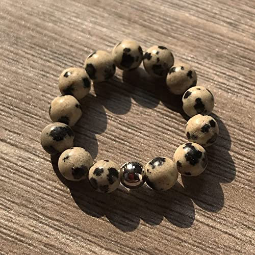 Verstellbarer Ring, Natürlicher Runder Gefleckter Steinring Elastisches Seil Rotierender Angstring Ring Verstellbarer Offener Ring Für Frauen 7 Chakra-Reiki-Edelsteinringe Ewigkeitsring Für Fraue