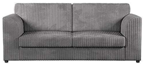 New Luxor Fullback Grey 3 Seater Sofa | Soft Jumbo Cord Fabric 3 Seats For Living room Furniture (Grey, 3 Seater)