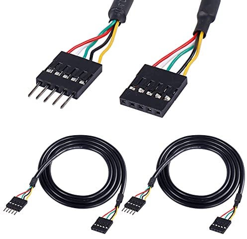 MEIRIYFA 5Pin USB IDC Header Extension Cable, 2.54 Dupont 5-Pin Male to Female Motherboard Header Cable for USB Ports, Expansion Cards - 1M (2 Pack)