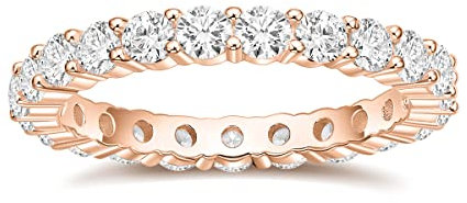 Titaniumcentral 3mm Damen Eternity Ring Silber 925 Zirkonia Volle Ewigkeitsringe Vorsteckring Schmal Verlobungsringe Eheringe Trauringe Memoire Ringe (Rosegold, 55 (17.5))