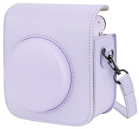 HIUOUIH Housse pour Instax Mini 12 Pochette Appareil Photo Instantané Fujifilm Case Camera Sac de Voyage avec Bandoulière, Violet