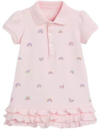 Bambina Maniche Corte Abiti,Bambine Casuale Vestiti,Bimbe Shirt Vestito,Bambini Volant Gonne,Ragazze Ricamata Stampata Gonna,Bimba Cartoni Animati Abito,2-11 Anni (6 Anni,Rosa,130)