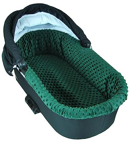BABYLUX Nestchen für Kinderwagen Stubenwagen BABYWANNE + Matratze 2 Tlg Set Doppelseitig (W15 - Grün + Waldtiere)