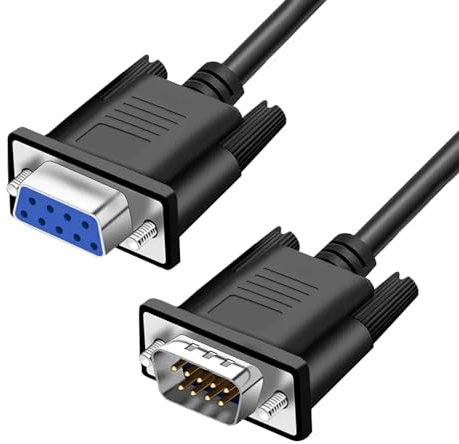 YIOVVOM Cavo di prolunga seriale DB9 RS232 maschio a femmina 9 pin DB9 cavo dritto attraverso connettore seriale a 9 pin nero 1,5 m