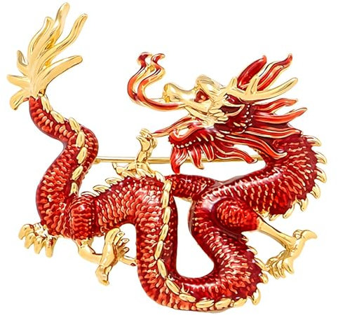 CFLNYC broche de dragon du zodiaque chinois vintage, broche en forme de dragon élégante et étincelante, bijoux de mode en alliage de ton or