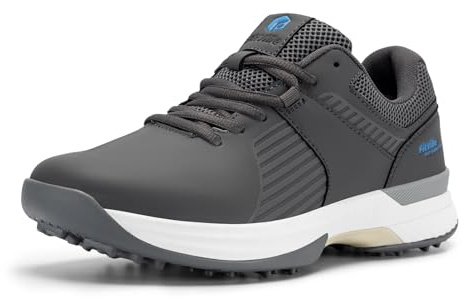 FitVille Herren SpeedEx Golfschuhe V4 Sneaker Extra Weit Walking Schuhe Leichte Bequeme Man Schuhe mit Schnürung atmungsaktive Trainingsschuh für Golf Sport Grau Weiß Gr.40-49