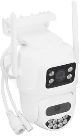SEAFRONT Überwachungssicherheit, HD-WLAN-Kamera, IP66, 3 MP, 2304 X 2592, Dual-Objektiv-Überwachungskamera, Heimnetzwerk-Monitor für Heimsicherheit (EU-Stecker)
