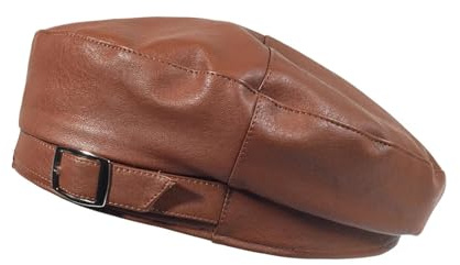 SOYNIA Barett Baskenmützen Für Herren Mode Leder Kappe Solid Beret Hut Damen Mütze Damen Mütze Damen Mütze Mütze Mädchen Hut OneSize Braun