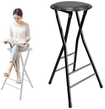 Zusammenklappbar Barhocker, 70cm Rückenfrei Klapphocker, Tragbarer Runder Metallhocker für Küche Camping Haus Bad (Size : Set of 1)