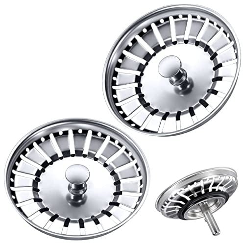 Tomario Kitchen Sink Strainer Plug Stainless Steel Thicken for Kitchen Sink, Hole Diameter 78mm 79mm 82mm 84mm (2 Pack, 84mm, Bonus Storage Case)