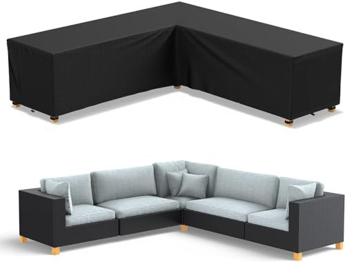 BOTOING Garten Gartenmöbel Abdeckung L-Form, Schutzhülle für Gartenmöbel, wasserdicht Winddicht, Abdeckplane für Outdoor Ecksofa Eck-Loungegruppe Loungemöbel Rechteckig Abdeckhaube (270 * 270 * 90cm)