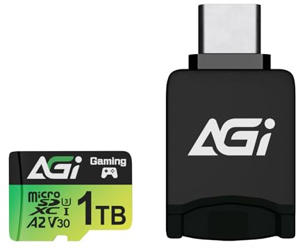 AGI TF138 Micro SD Karte 1TB Speicherkarte mit Adapter und Lesegeraet | 3-in-1 microSDXC, A2, U3, V30. Lesegeschwindigkeit bis zu 170 MB/s fuer Drohne, Dashcam, Kamera, Telefon und Switch