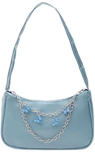 IQYU Nordlicht Taschen Damen Damen kleine Tasche Schmuck Schulterkette Tasche Unterarm Tier eine Handtasche lässige Mode Tasche Taschen Gürtel (Blue, One Size)