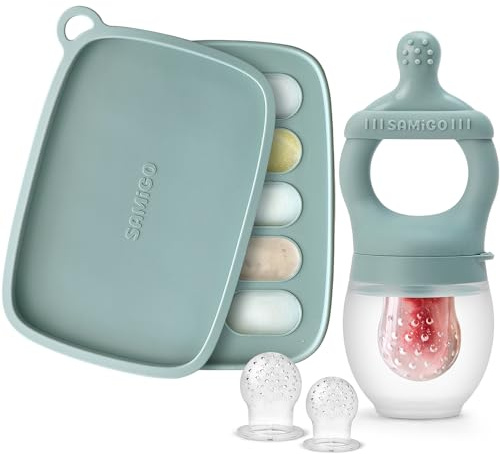 SAMiGO Baby Fruit Feeder Food Pacifier & Freezer Popsicle Mold for Teething