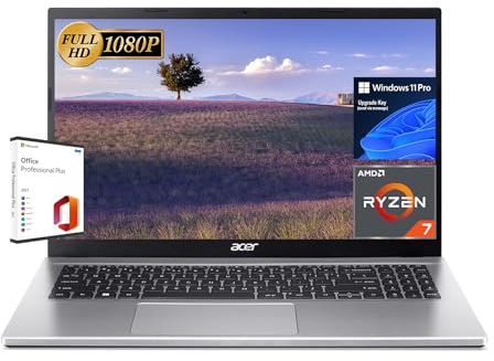 acer Aspire 3 Business Laptop, 15.6 FHD Display, AMD Ryzen 7-5700U(8 cores), 16GB RAM, 512GB SSD, AMD Radeon Graphics, Wi-Fi 6, Windows 11 Pro, with Microsoft Office Pro