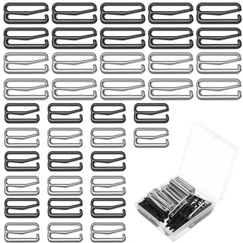 40 Stück BH-Ringe Schnallen, Dessous Verstellbare Ringe Schiebehakenverschluss, 20 mm 25mm Metall-BH-Träger-Clip für Badeanzüge, BH, Slip-Kleider, Bikini-Verschluss