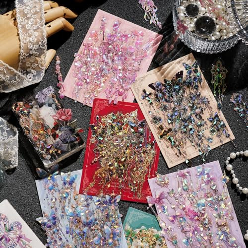Scrapbooking Stickers Aesthetic set 120pcs PET Jewellery Aesthetic Sticker Scrapbook Zubehör Decorative Laser Stickers for Photo Album, Diary, Photo Book, Notebook,Bullet Journal Zubehör,