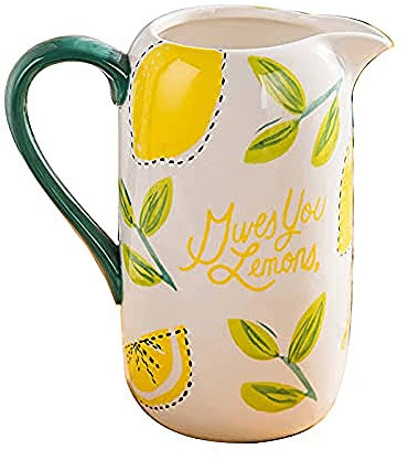 Brocca for Acqua in Ceramica Brocca da Giardino, Vaso da Fiori Dipinto a Mano all'Interno Adatto for Servire Acqua Fredda Caffè Latte e Caraffa for Bevande succhi-C/779(C)