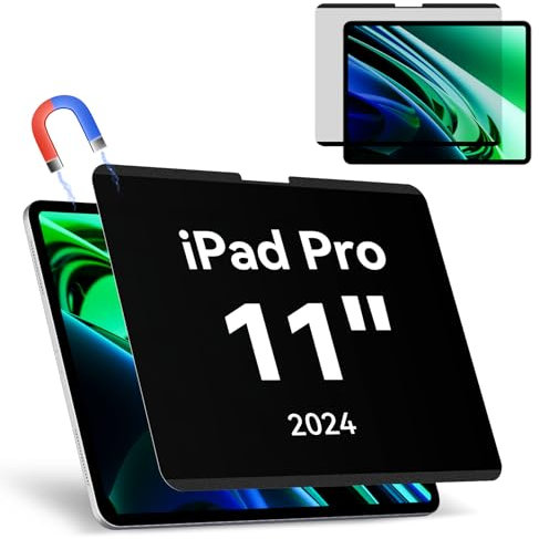 Magnetischer Blickschutzfilter Kompatibel Mit iPad Pro 11 Zoll M4 (2024), Abnehmbar Anti Glare Blaulicht Privacy Screen Displayschutz Sichtschutz Bubble-Free Wiederverwendbarer
