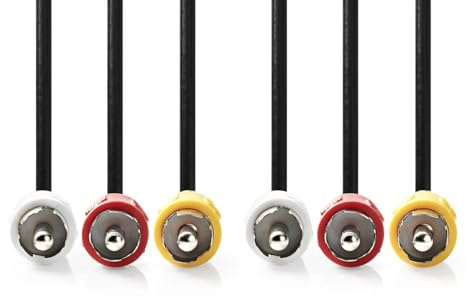 NEDIS Composite Video Cable, 3x RCA Male to 3x RCA Male - 2.0m Black