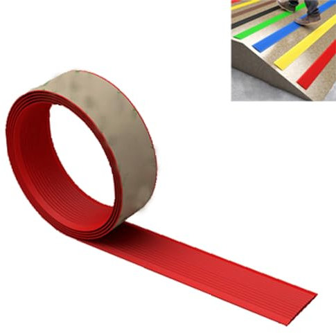 Anti Slip Stair Nose Protector Strip for Wooden Steps Red Rubber Stair Nosing with Self Stick Adhesive Indoor Floor Transition for Concrete Carpet Tiles 8m Length