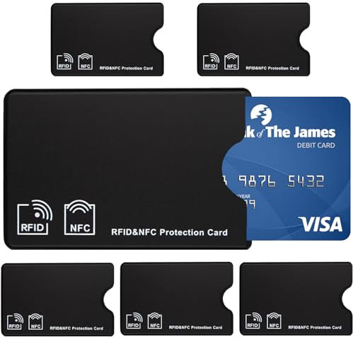 6 Pezzi Custodia Carta di Credito RFID Protection Carte,Porta Carte di Credito Anti-frode,Custodie per Carte di Credito,Isolamento Chip Contactless RFID e Radio NFC,Porta Bancomat Schermato(Nero)