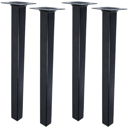 MS Beschläge Möbelbein Schwarz Möbelfuss Eckig 25x25mm Tischfuss einzeln oder 4er Pack Sofastempel Bettfuss Möbelstütze Metall Sesselfuss (4, 600mm)